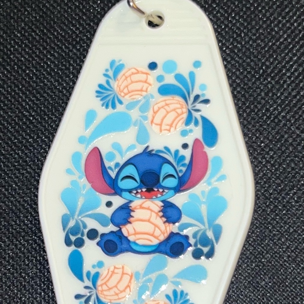 Stitch Keychain with Blue and Pink Accents